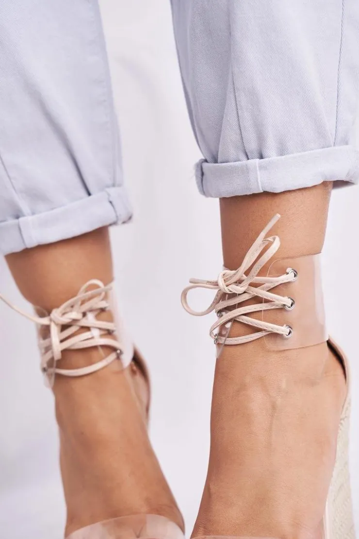 New Boto Sandałki Damskie Na Koturnie Beżowe Beautiful Way