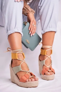 Boto Sandały Na Koturnie*Sandałki Damskie Na Koturnie espadrylu kolorowe Beautiful One