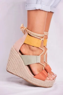 Boto Sandały Na Koturnie*Sandałki Damskie Na Koturnie espadrylu kolorowe Beautiful One