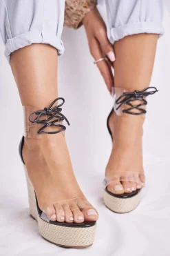 Boto Sandały Na Koturnie*Sandałki Damskie Na Koturnie Czarne Beautiful Way