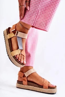 New Boto Sandałki Damskie Na Lato Beżowo-Żółte Galia