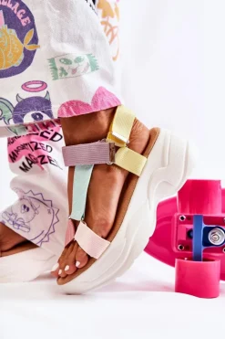 Boto Sandały Na Koturnie*Sandałki Damskie Na Lato Beżowo-Żółte Aurela