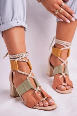 Hot Boto Sandałki Damskie Na Słupku Zamszowe Kolorowe Beckie