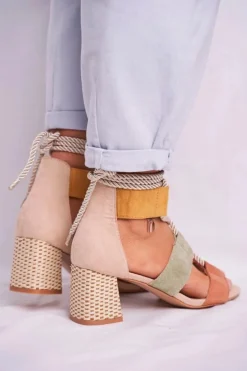 Hot Boto Sandałki Damskie Na Słupku Zamszowe Kolorowe Beckie