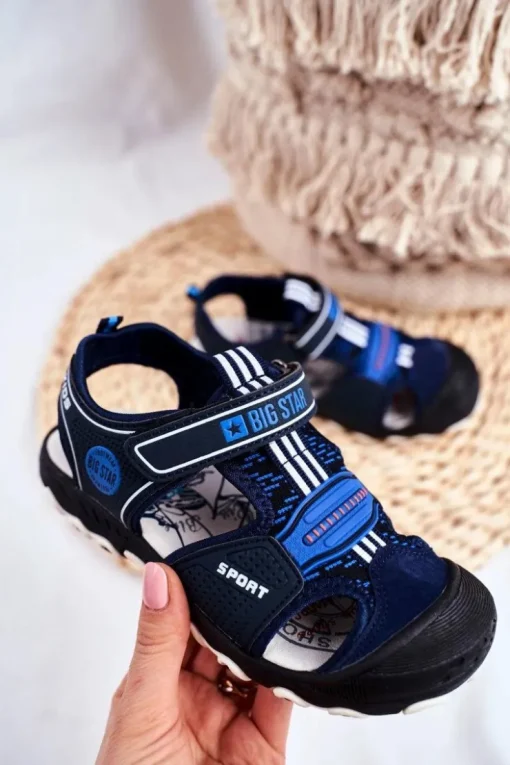 Big Star Shoes Chłopięce|Dziewczęce*Sandałki Dziecięce Big Star Na Rzepy Granatowe FF374211