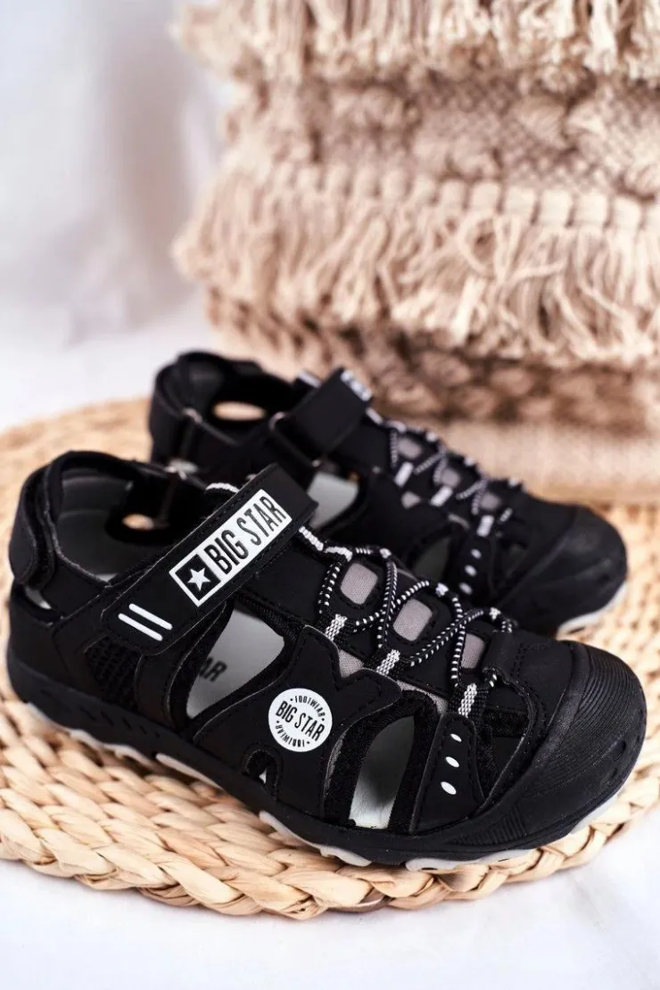 Damskie Big Star Shoes Sandałki Dziecięce Big Star Na Rzepy Czarne FF374210