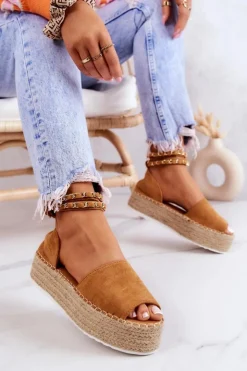 Boto Sandały Na Koturnie|Czarne Espadryle*Sandałki Espadryle Na Platformie Camel Jeannie