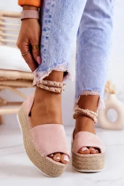 Boto Sandałki Espadryle Na Platformie Różowe Jeannie