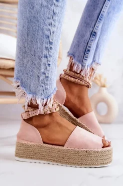 Boto Sandałki Espadryle Na Platformie Różowe Jeannie