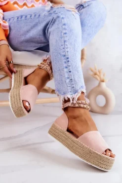 Boto Sandałki Espadryle Na Platformie Różowe Jeannie