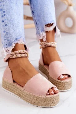 Boto Sandałki Espadryle Na Platformie Różowe Jeannie