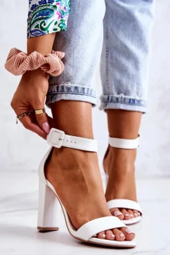 Boto Sandały Na Obcasie*Sandałki Na Obcasie Białe Georgina