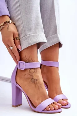 Damskie Boto Sandałki Na Obcasie Fioletowe Georgina