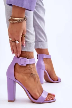 Damskie Boto Sandałki Na Obcasie Fioletowe Georgina