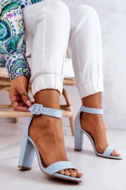 Sale Boto Sandałki Na Obcasie Niebieskie Georgina