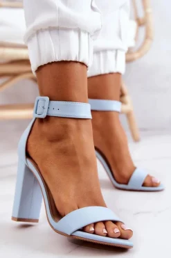 Sale Boto Sandałki Na Obcasie Niebieskie Georgina