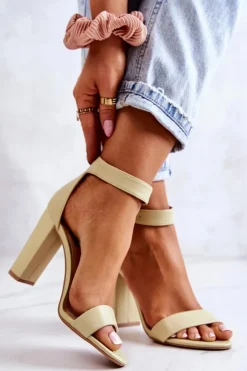 Damskie Boto Sandałki Na Obcasie Pastelowy Zielony Georgina