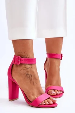 Damskie Boto Sandałki Na Obcasie Różowe Georgina