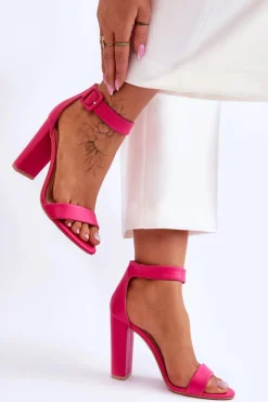 Damskie Boto Sandałki Na Obcasie Różowe Georgina