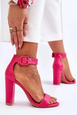 Damskie Boto Sandałki Na Obcasie Różowe Georgina