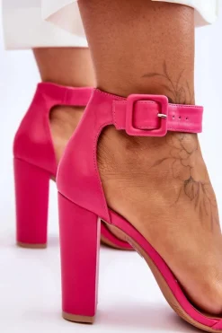 Damskie Boto Sandałki Na Obcasie Różowe Georgina