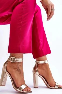 Boto Sandały Na Obcasie*Sandałki Na Obcasie Złote Georgina