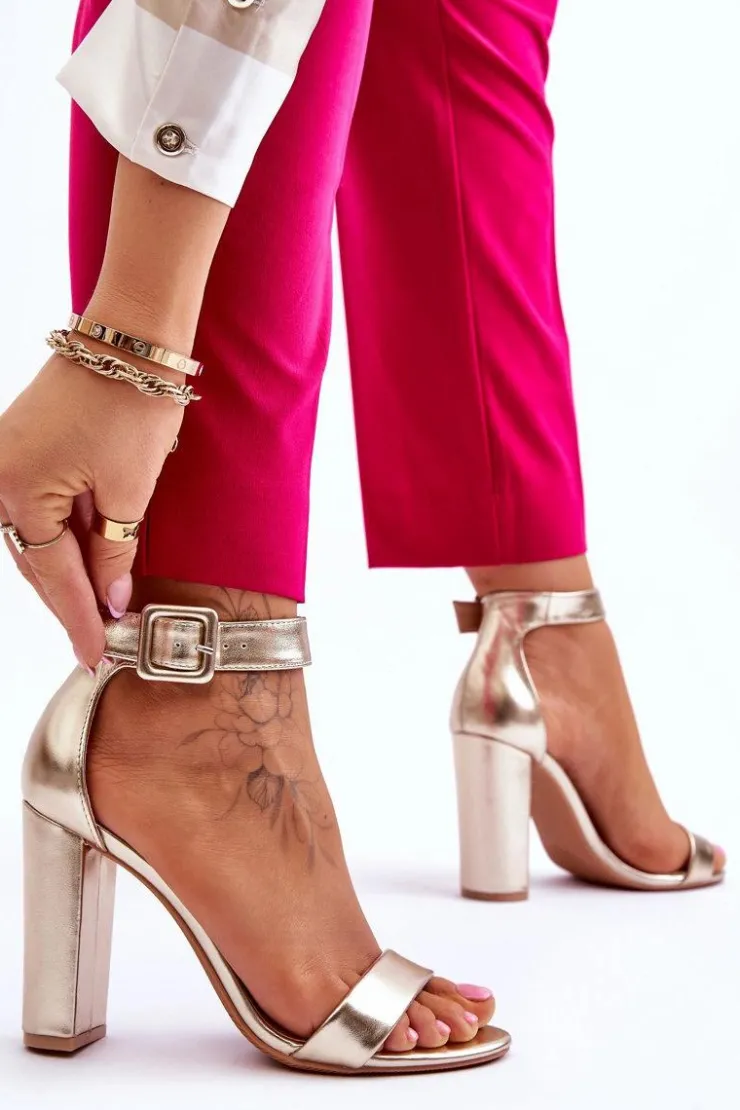 Boto Sandały Na Obcasie*Sandałki Na Obcasie Złote Georgina