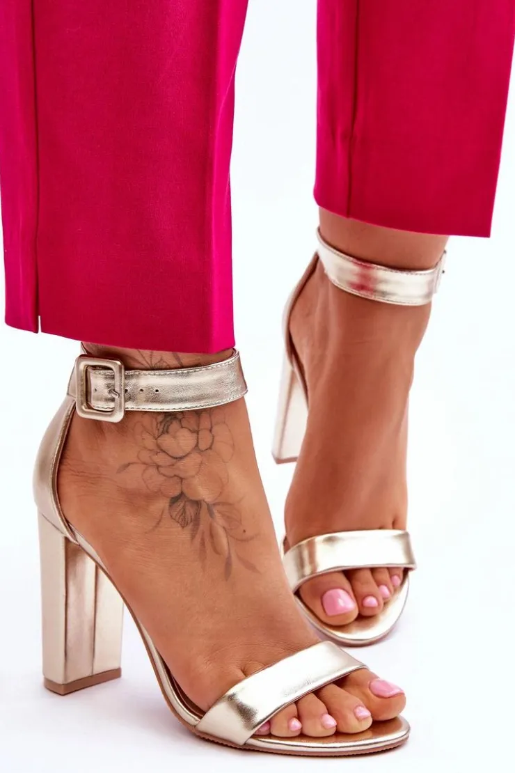 Boto Sandały Na Obcasie*Sandałki Na Obcasie Złote Georgina