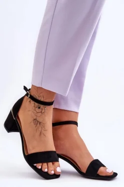 Damskie Boto Sandałki Na Stabilnym Obcasie Czarne Palermo