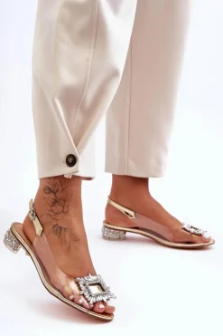 Damskie Damskie buty S.Barski Sandałki Transparentne z Ozdobami Złote S.Barski MR1037-05