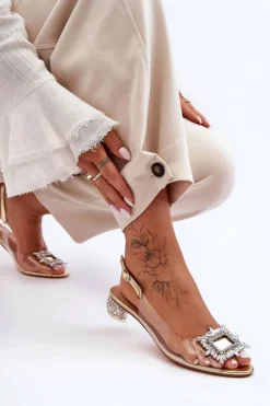 Damskie Damskie buty S.Barski Sandałki Transparentne z Ozdobami Złote S.Barski MR1037-05