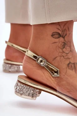 Damskie Damskie buty S.Barski Sandałki Transparentne z Ozdobami Złote S.Barski MR1037-05