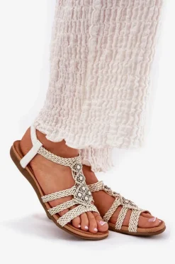 Clearance Artiker Sandały Damski Płaskie Z Plecionymi Paskami 56C1323 Biale