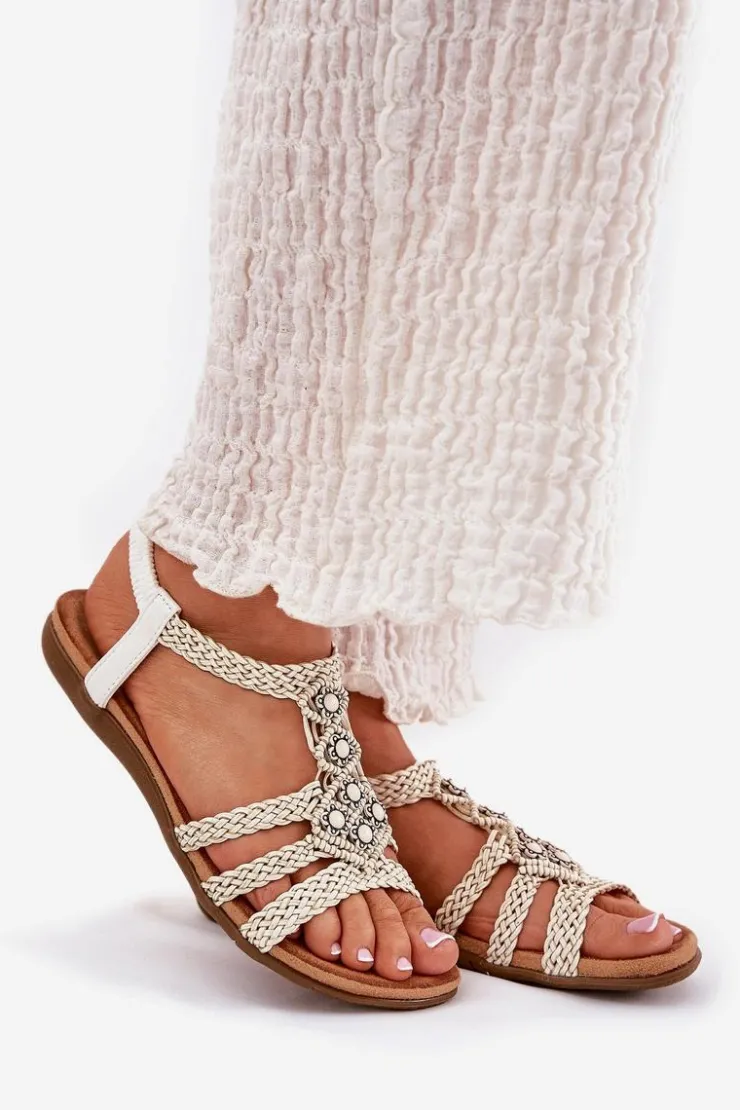 Clearance Artiker Sandały Damski Płaskie Z Plecionymi Paskami 56C1323 Biale