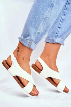 Big Star Shoes Sandały Big Star|Sandały Płaskie*Sandały Damskie Big Star Białe FF274623