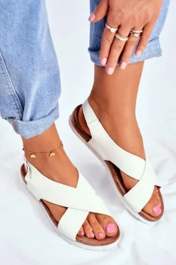 Big Star Shoes Sandały Big Star|Sandały Płaskie*Sandały Damskie Big Star Białe FF274623