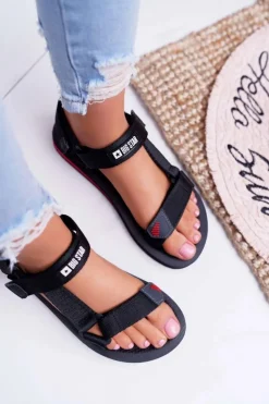 Best Big Star Shoes Sandały Damskie Big Star Na Rzepy Czarne DD274A282