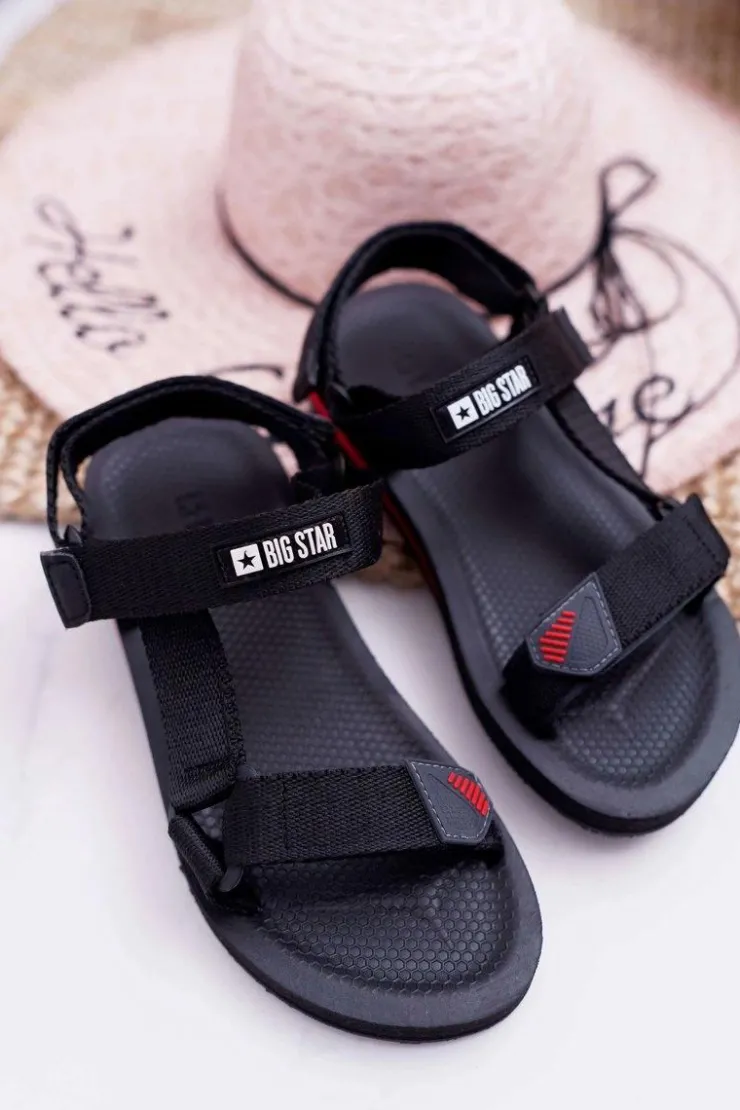 Best Big Star Shoes Sandały Damskie Big Star Na Rzepy Czarne DD274A282