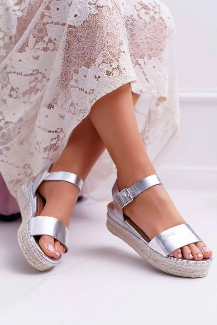 Big Star Shoes Sandały Damskie Big Star Na Platformie Srebrne DD274740