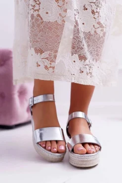 Big Star Shoes Sandały Damskie Big Star Na Platformie Srebrne DD274740