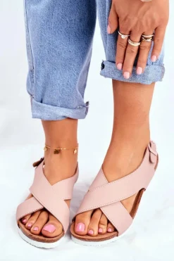 Damskie Big Star Shoes Sandały Damskie Big Star Pudrowy Róż FF274624