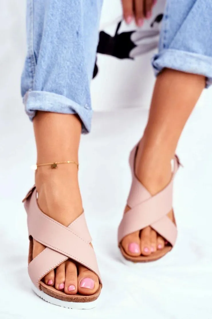 Damskie Big Star Shoes Sandały Damskie Big Star Pudrowy Róż FF274624