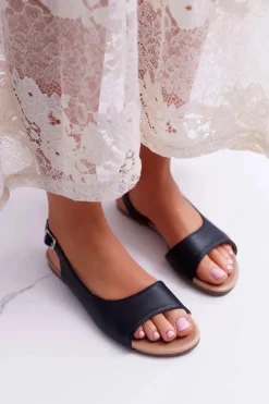 Boto Sandały Płaskie*Sandały Damskie Czarne Prius