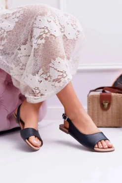 Boto Sandały Płaskie*Sandały Damskie Czarne Prius