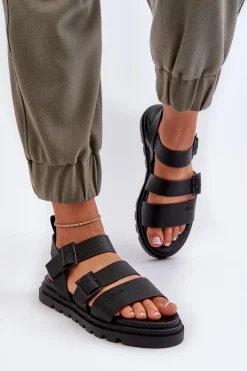 Damskie Big Star Shoes Sandały Damskie Eko Skórzane Big Star NN274065 Czarne