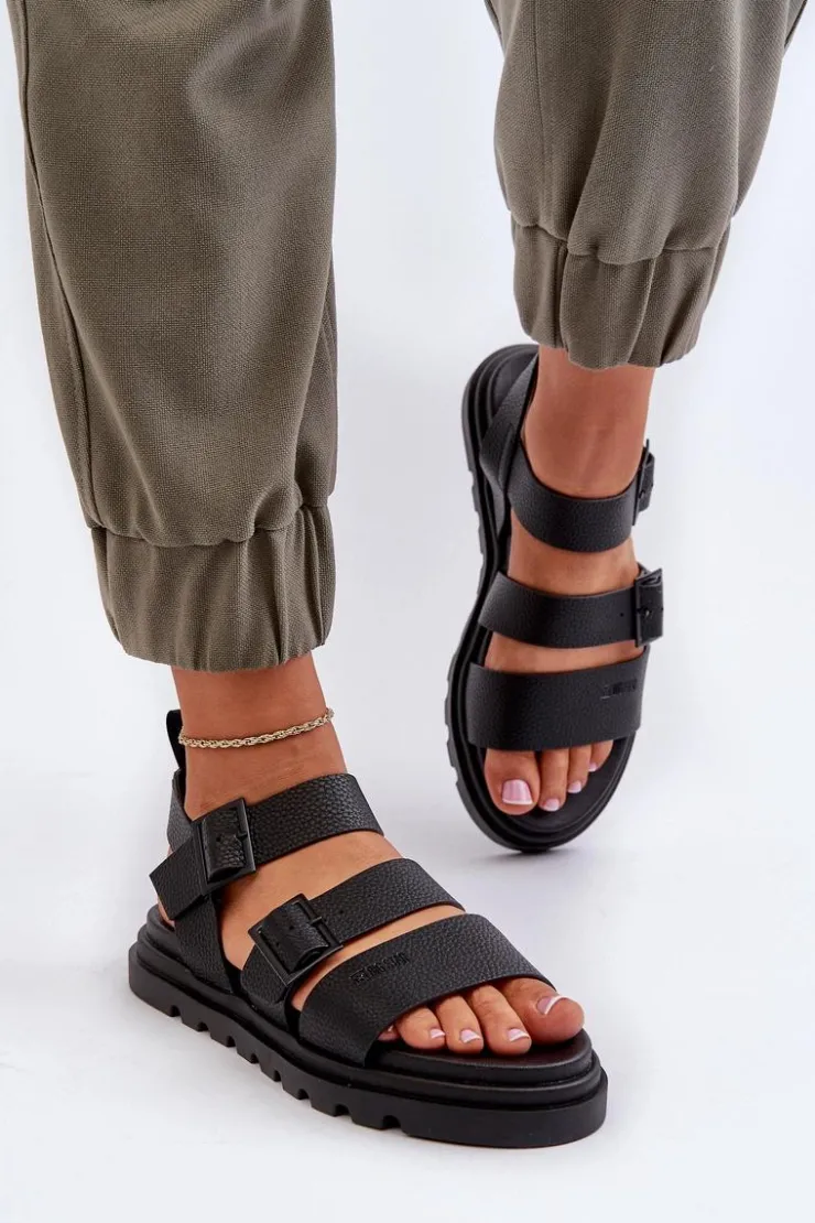 Damskie Big Star Shoes Sandały Damskie Eko Skórzane Big Star NN274065 Czarne