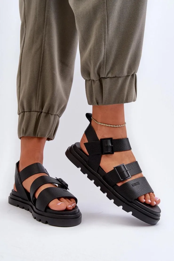 Damskie Big Star Shoes Sandały Damskie Eko Skórzane Big Star NN274065 Czarne