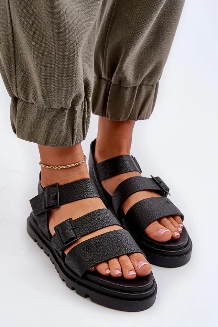 Damskie Big Star Shoes Sandały Damskie Eko Skórzane Big Star NN274065 Czarne