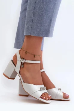 Online Buty damskie Vinceza Sandały Damskie Eko Skórzane Na Słupku Z Ozdobami Srebrne Narhi Srebrny