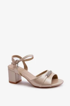 Damskie Buty damskie Vinceza Sandały Damskie Eko Skórzane Na Słupku Z Ozdobami Złote Narhi